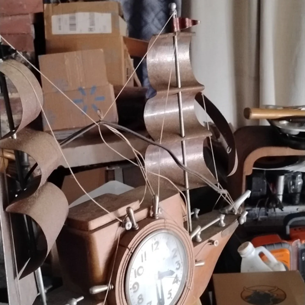 Vintage Nautical Wall Clock with Brown Accents
